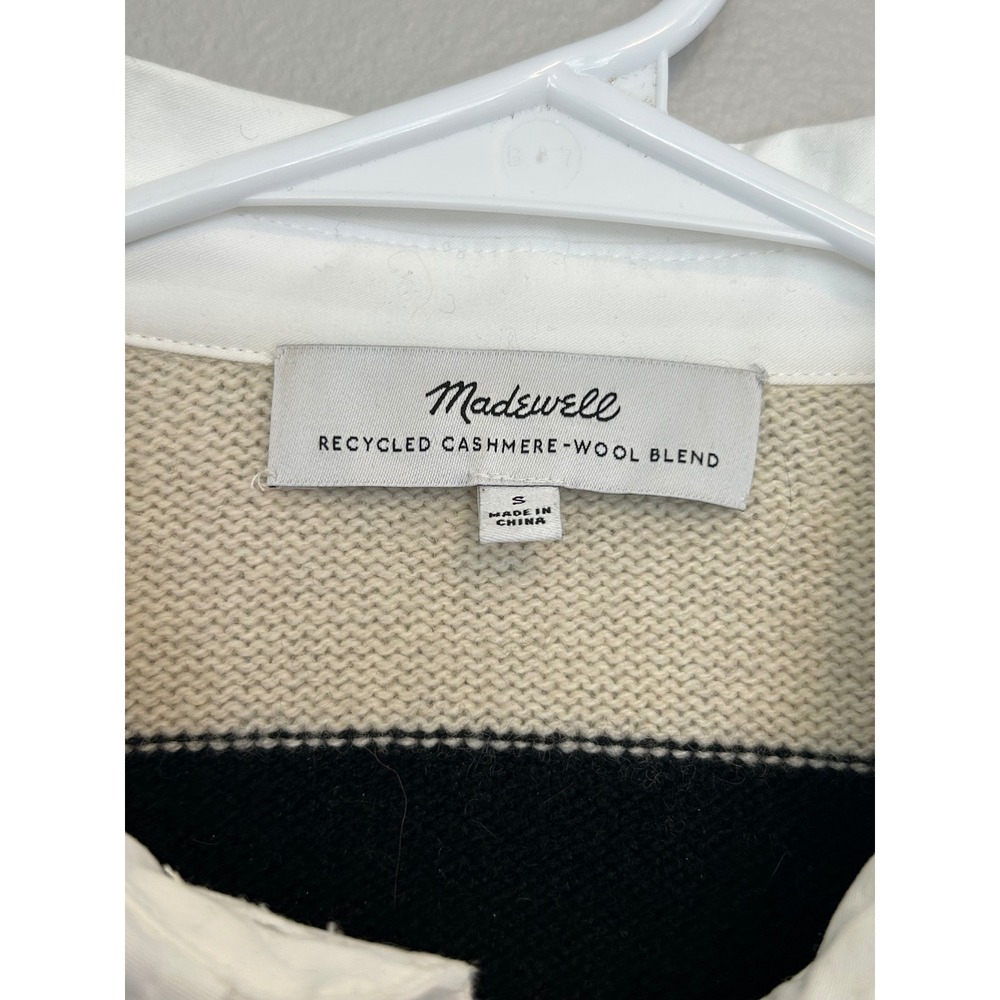 Madewell Cashmere Wool Rugby Sweater Small Striped Polo Quiet Luxury Preppy - Picture 7 of 9